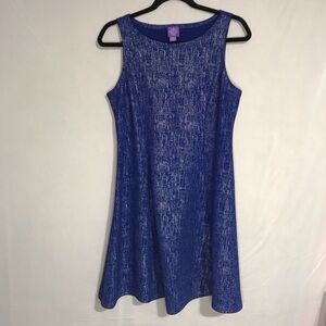 Jolie Tank Style Knit Dress Size Medium, A-Line, Royal Blue With Silver Thread